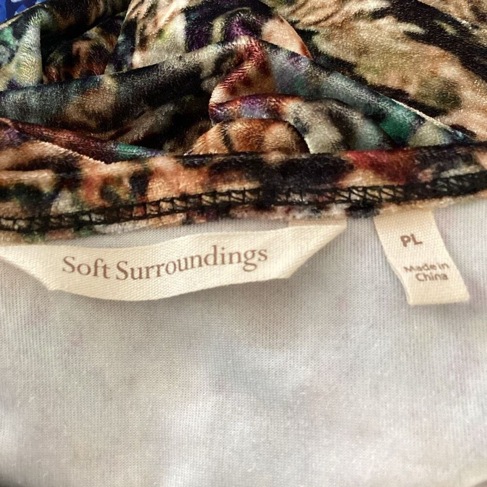Soft Surroundings PL Floral Stretch Velvet A-Line Midi Dress Petite Large - Picture 9 of 11